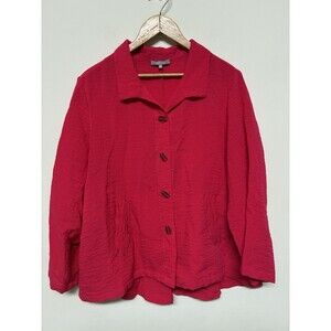 Habitat Blouse Woman’s XL Pink Ruffle Button Front Artsy Lagenlook